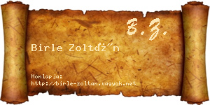 Birle Zoltán névjegykártya